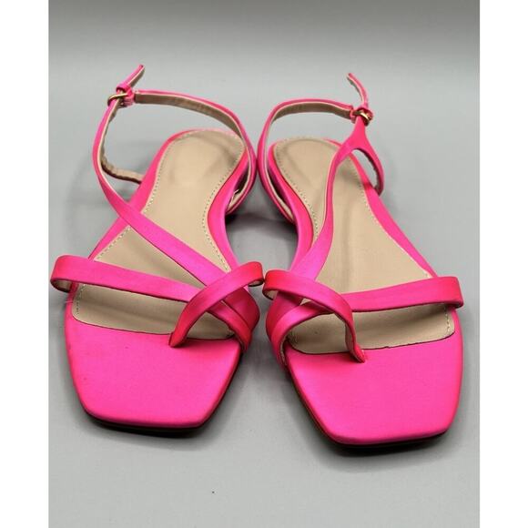 BODEN Womens Pink Satin Square Toe Loop Flat Sandals Womens Size 6 - Picture 3 of 8
